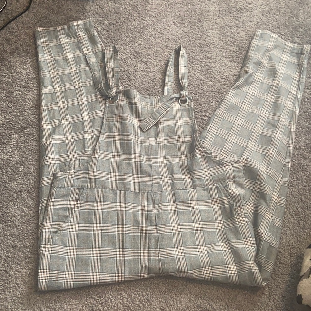 Fall plaid overalls - adjustable with tie straps